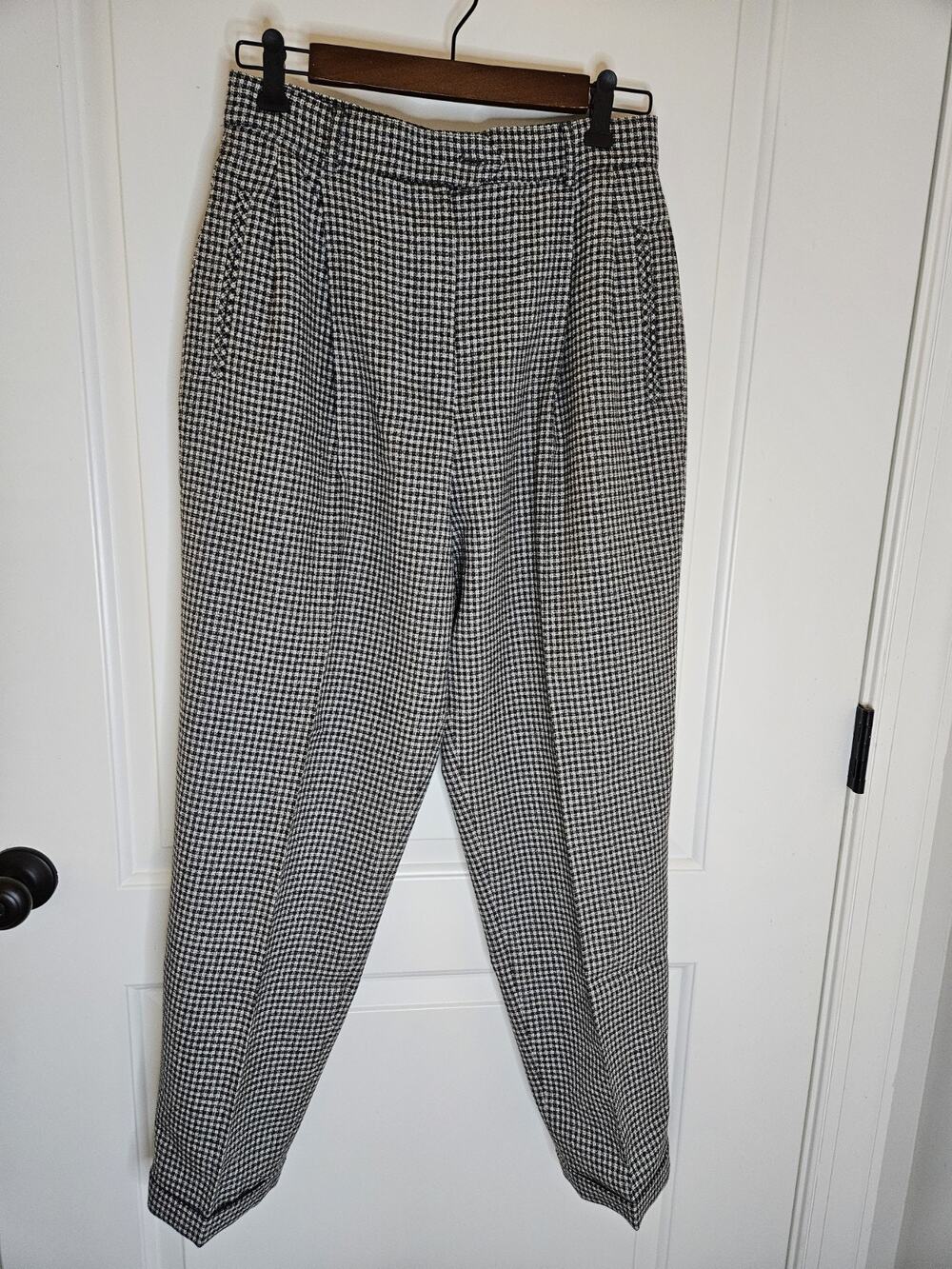 Vtg. Collectible Gold Wool Pants by Giorgio St. Angelo Wool 12 Black Houndstooth